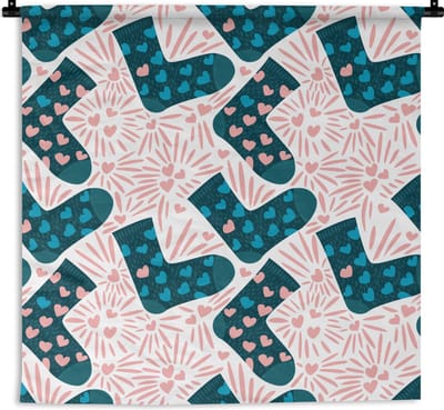 Wandkleed - Wanddoek - Sokken - Valentijnsdag - Patronen - 180x180 cm - Wandtapijt