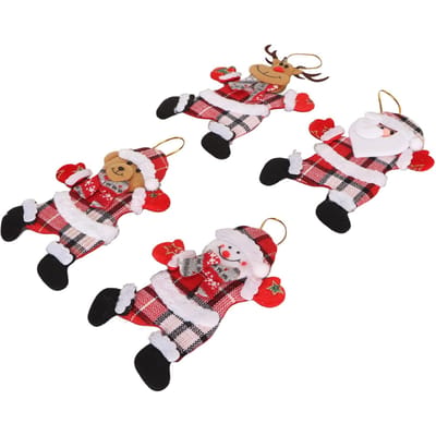 Kerstpop Ornamenten Schattig Lichtgewicht Hangende Kerstversiering voor Boom Deurklink Feest white