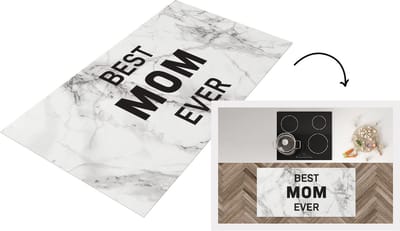 Keukenloper - Loper keuken - Spreuken - Quotes Best Mom Ever - Marmer - Moederdag - Mam - 120x60 cm - Keukenloper vinyl