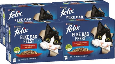 4x Felix - Elke Dag Feest Countryside Selectie in Gelei - Kattenvoer - 12x85g