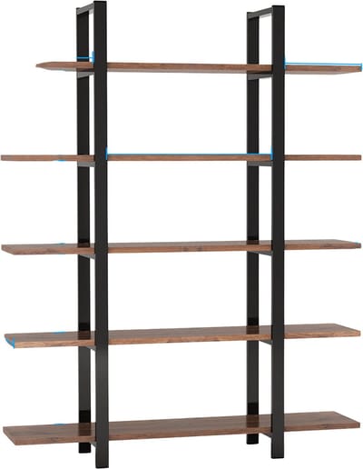Boekenkast - Boekenplank - Wandplank - Boekenrek - Voor opbergen / woonkamer / kantoor - Industrieel - met open planken - Rustiek Bruin 03