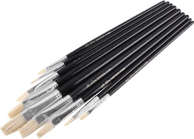Copenhagen Pro Brush Set - 9-delig - Plat - voor alle soorten schilderkunst - Chinese witte borstelharen - Maat 0-2-4-6-8-10-12-14-16