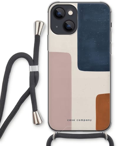 Case Company® - Hoesje met koord geschikt voor iPhone 13 hoesje met Koord - Geo #5 - Telefoonhoesje met Zwart Koord - Bescherming aan alle Kanten en Over de Schermrand