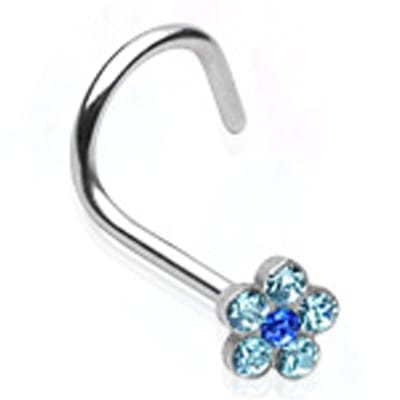 Neuspiercing U-bocht bloem 0.8x6x4 - aqua - LMPiercings