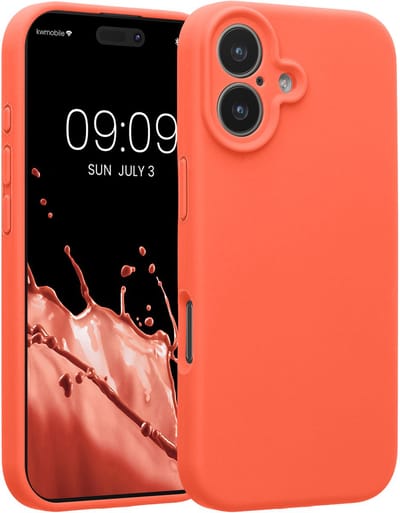 kwmobile telefoonhoesje geschikt voor Apple iPhone 17 - TPU backcover met siliconen coating - Smartphone case in levendig koraal