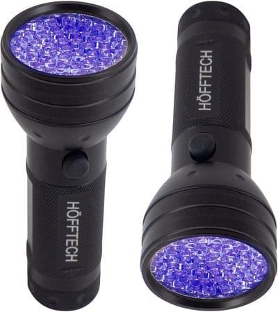 Hofftech UV Zaklamp - 2x - 51 leds - aluminium - blacklight / vals geld / urine