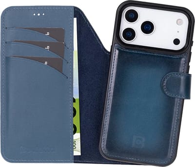 Pulledro geschikt voor iPhone 17 Pro Uitneembare Lederen BookCase - MagSafe - RFID - Midnight Blue