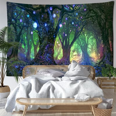 Bubble Forest Wandtapijt Wandhanger Minimalistische Kunst Boheems Mysterieus Hippie Tapiz Hekserij Kamer Huisdecoratie 95x73CM gray
