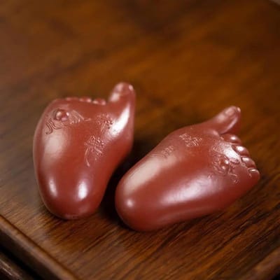 Theepot Porseleinen Theeset Chinese Theeservies Decoratie 2 Stks/set Yixing Handgemaakte Kleine Voeten Model Paarse Klei Thee Huisdier Sculptuur Craft Theeservies Voor Volwassenen