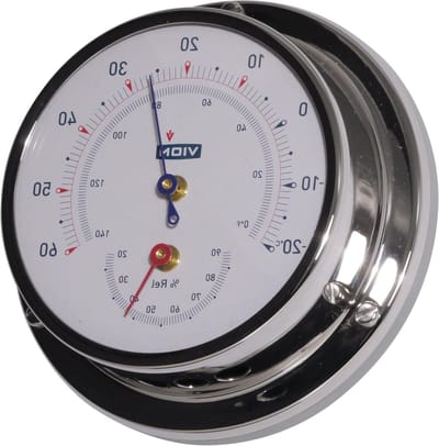 Thermo Hygrometer - Temperatuur Meter - Binnenklimaat Meten - Roestvrij Staal - 10 x 10 x 3 cm - Zilverkleurig