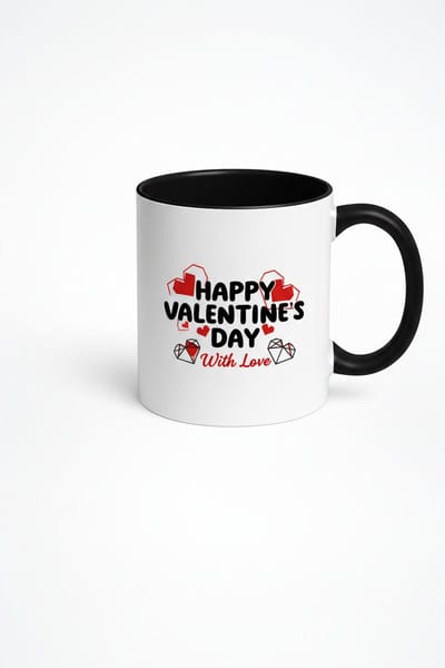 Valentijnsdag Mok Happy Valentine's Day - Liefde Cadeau met Hartjes Design