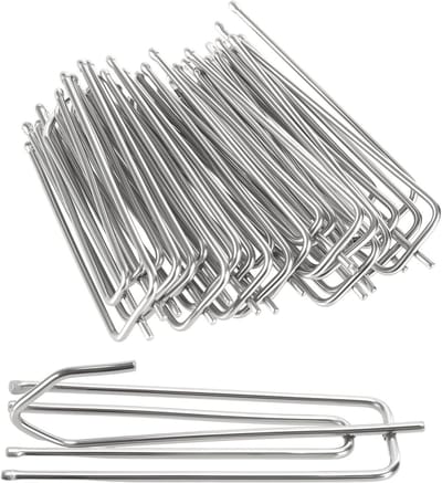 SnelShoppen - 150 Stuks 75 x 30 mm Zilveren RVS Gordijnhaken, Gordijnclips met Haken, Gordijn Plafond Haken voor Vouwgordijnen, Gordijnen en Gordijnri