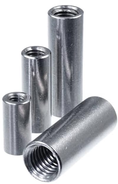 Schroefdraadmof M8 x 40 mm - Roestvrij Staal, Ronde Uitvoering, Doorlopende Binnendraad - 20 Stuks