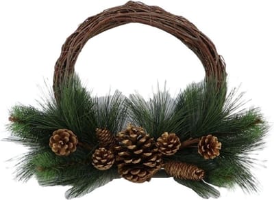 DBT Krans-Ring om op te hangen Groen-Bruin-Naturel D 36 cm