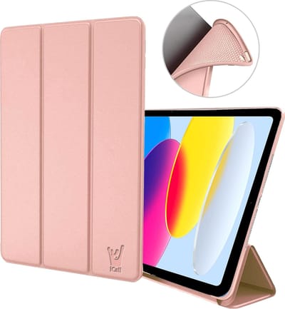 Hoes geschikt voor iPad 2022 10.9 inch 10e Generatie / iPad 2025 11 inch (A16) 11e Generatie - Trifold Smart Cover Book Case Kunstleer Tablet Roségoud
