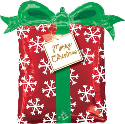Amscan - Folieballon - Kerst Cadeau - 63x63 cm - Leeg - 1 Stuks.