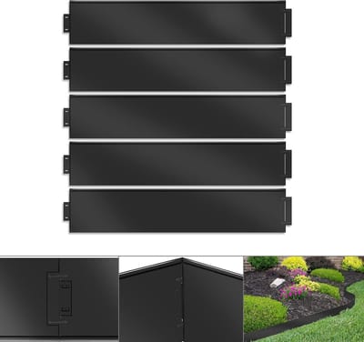 Metalen Gazonrand - Flexibele Maairand - Tuin Afscheiden - Verstelbare Lengte Vorm - 15 Stuks 100cm - Zwart