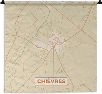 Wandkleed - Wanddoek - België - Stadskaart - Plattegrond - Kaart - Chièvres - 180x180 cm - Wandtapijt