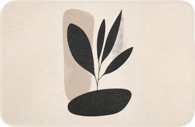 Badmat 60x40 cm - Antislip - Plant - Beige - Japandi - Badmatten voor badkamer - Badkamermat - Douchemat - Badkamer mat