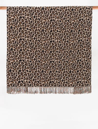 Sissy-Boy - Bruine jacquard geweven sprei met leopard print (200x250 CM)