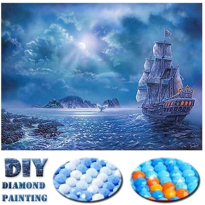5D DIY diamant schilderij schip landschap volledige ronde kruissteek diamant schilderij steentjes liefde cadeau 20X30CM gray