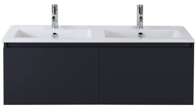 Frozen Badmeubelset 120 cm - Greeplijst in Kleur - Zwart Mat - Keramische Wastafel Wit Dubbel 2 Kraangaten