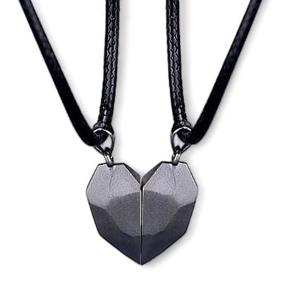 Magnetische Hartjes Ketting Set voor Hem en Haar - Zwart - Romantisch Liefdes Cadeau - Valentijnsdag - Valentijn Cadeautje voor Mannen