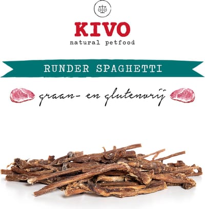 Kivo Petfood Hondensnack Runder Spaghetti 2 zakken x 200 gram - Graanvrij en Glutenvrij