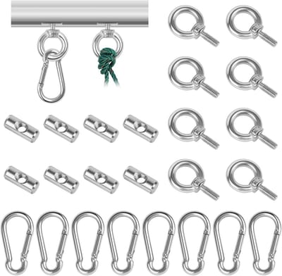 8 Stuks Kederstoppers voor Tent en Camper - RVS Ticketstoppers met Karabijnhaak voor Tackle Rail en Luifel Accessoires