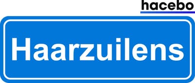 Hacebo - Plaatsnaam Sticker - 29x10 CM - Haarzuilens sticker - Verkeersborden sticker - grappige cadeaus - Haarzuilens