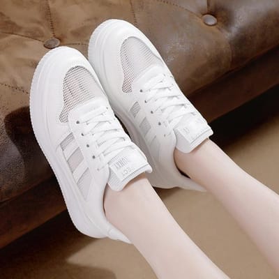 Baskets Femme Chaussures Vulcanisées Décontractées Cuir Blanc Chaussures Plates à Plateforme de Marche Chaussures de Sport Femme Zapatillas De Mujer 39