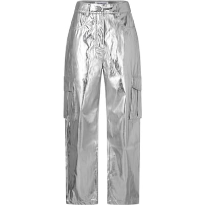 AmyLynn Cargo-broek met rechte pijpen en metallic-effect voor dames (Zilver)