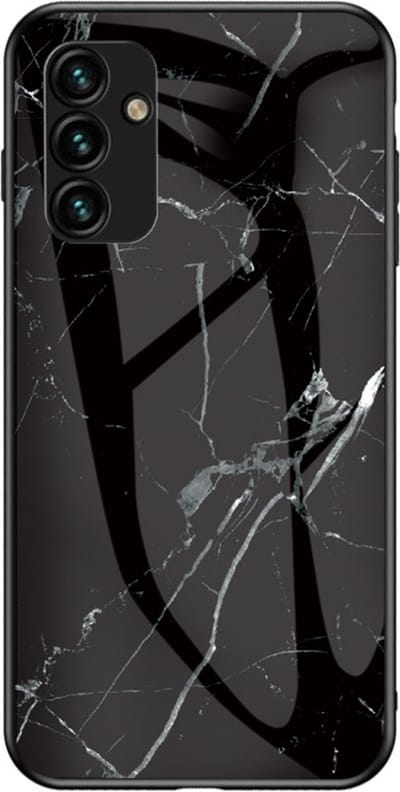 Coverup Hoesje - Geschikt voor Samsung Galaxy A14 Hoesje - Coverup Marble Glass Back Cover - Zwart