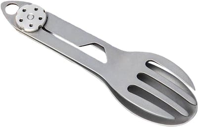 Opvouwbare Lepel Vork - Kampeerbestek Spork - Outdoor Eten - Multifunctioneel Ontwerp - 16.7 cm Lengte - Titanium