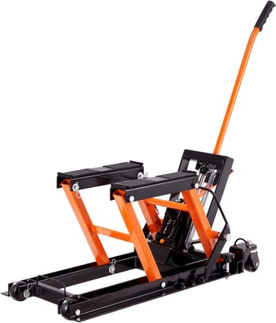 Hydraulische krik voor motoren 0,7 Ton ATV Draagbare schaarlift met 4 wielen - Voetbediende krikstandaard voor motoren ATV UTV krachtsporten