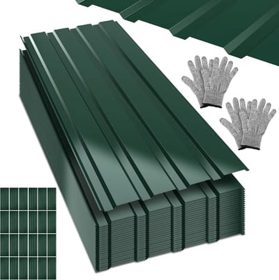24 Stuks Dunne Stalen Dakplaten Trapeze Golfplaat 7 m² Dakbedekking Groen