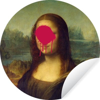 WallCircle® - Behangcirkel 100x100 cm - Muurstickers Mona Lisa - Leonardo da Vinci - Kunst - Muurcirkel woonkamer - Wandcirkel slaapkamer - Kamer decoratie zelfklevend - Muurdecoratie accessoires XXL