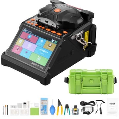 VEVOR glasvezellasser, 6 motoren, kern- en manteluitlijning, met 6 seconden snelle lastijd en 13 seconden opwarmtijd, 5-inch LCD-scherm, 3-in-1 glasvezelhouder, 7800 mAh accu voor SM-, MM-, DS- en NZDS-vezels.