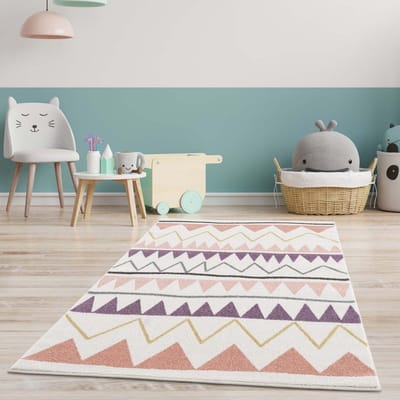 Kindertapijt Koho Driehoekjes & Lijntjes Kleurrijk Vloerkleed - 80x150cm- Kinderkamer - Babykamer - Baby - Kids - Jongens en Meisjes - Kinderen
