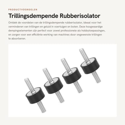 Dailygoods- Trillingsdempende Isolator 4 Stuks - Rubber - M6 - Dempingselementen - Geluidsreductie - Schokbestendig - Eenvoudig Ontwerp - Rubberen Demper