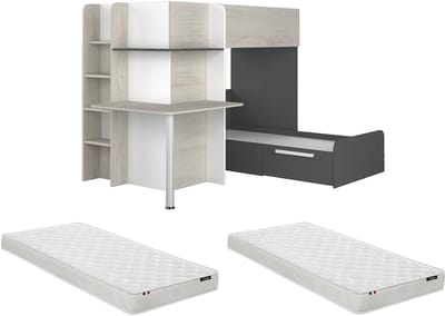 Vente-unique Stapelbed hout zwart 90 x 190 cm SAMUEL