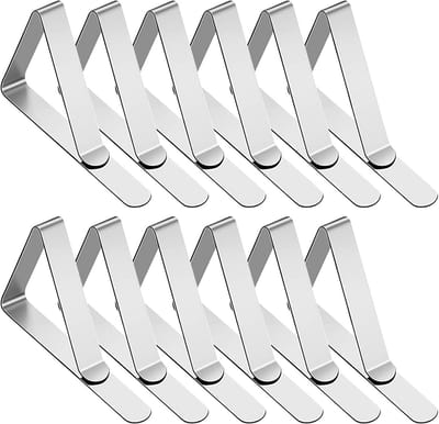 Table Clips Set of 12 Stainless Steel Table Clamp Decorative Clamp Table Cloth Holder Clip for Restaurant Home Dining - ShopVlot