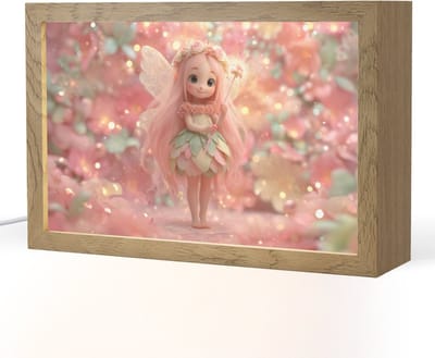 Nachtlampje 30x20 cm - Kinder lampje - Fee - Bloemen - Roze - Tafellamp kinderkamer - Slaapkamer lamp - Bedlamp kinderen - Kinderlampje stopcontact - Wandlamp babykamer - Nachtlampjes