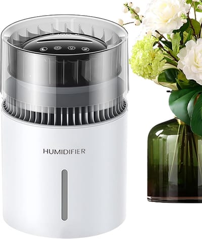 Luchtbevochtiger Luchtreiniger - Negatieve Ion - Binnenklimaat Verbeteren - Verdampt Zonder Warmte - 5 Liter Tank - Wit