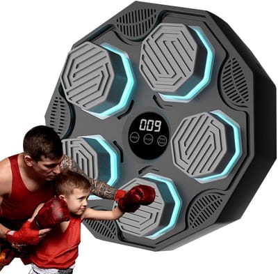 Boksmachine Muziek - Smart Trainer Boksen - Thuis Fitness - Interactieve LED Verlichting - 40 cm breed - Zwart