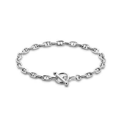 Zilver Gerhodineerd Armband Marine Ronde Buis 3,9 Mm 18.5 Cm Kapittelslot 1339685