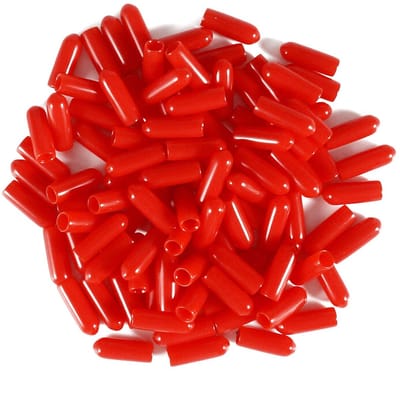 Dailygoods- Schroefdraadbeschermer Rood - PVC-Rubber - 20x13mm - 100 Stuks - Flexibel - Schokbeschermend - Draadkap