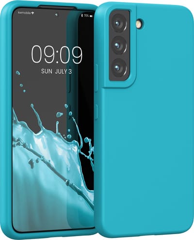 kwmobile telefoonhoesje geschikt voor Samsung Galaxy S22 - Hoesje met siliconen coating - Smartphone case in ijsblauw