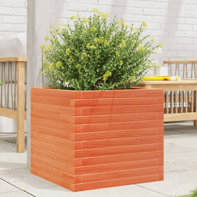 vidaXL - Plantenbak - 50x50x45,5 - cm - massief - grenenhout - wasbruin