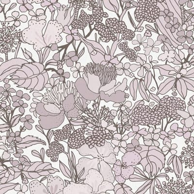 Bloemen behang Profhome 377565-GU vliesbehang glad met bloemen patroon mat crème bruin wit beige 5,33 m2